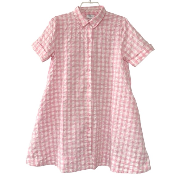 Lisa Marie Fernandez for Target Pink Gingham Plaid Trapeze Button Shirt Dress M‎ - Picture 1 of 9